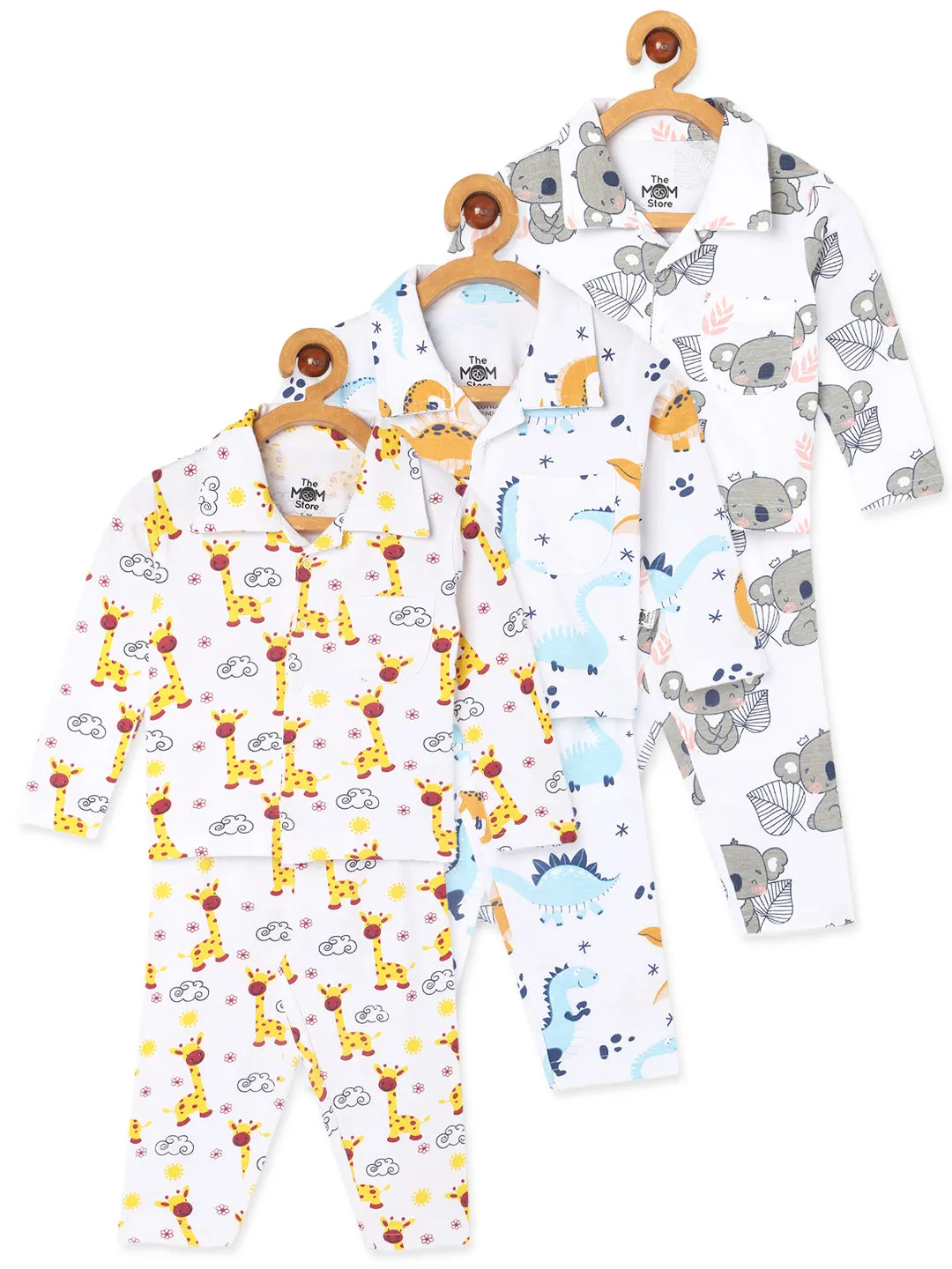 Kids Pajama Set Combo of 3 - Baby Koala, Tall as a Giraffe & Dino