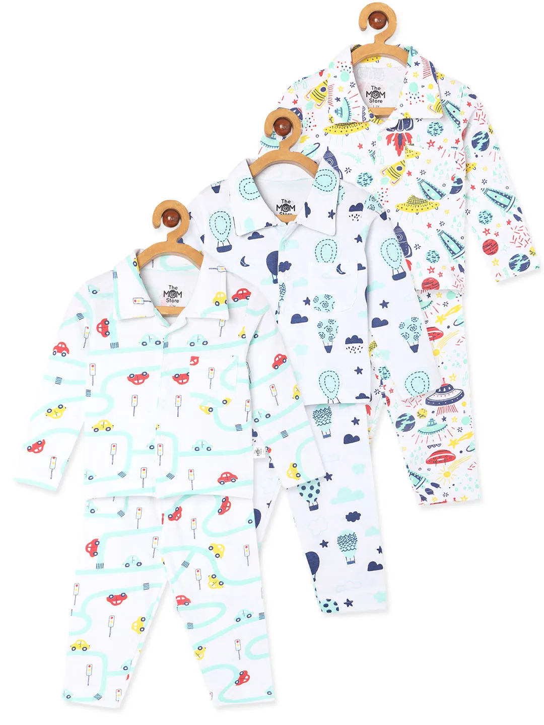 Kids Pajama Set Combo of 3 - City Drive, Tour to Space & Up in the Air
