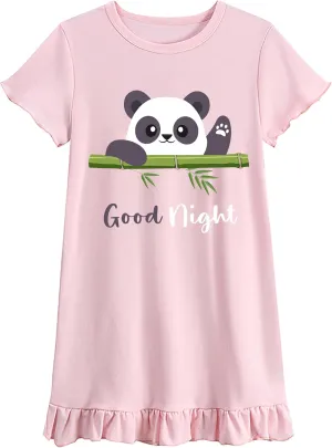 Little Hand Girls Nightdress Toddler Summer Nightie Dress Soft Cute Print Short Sleeve Sleep Dress for Kid Clothes 2-10 Years