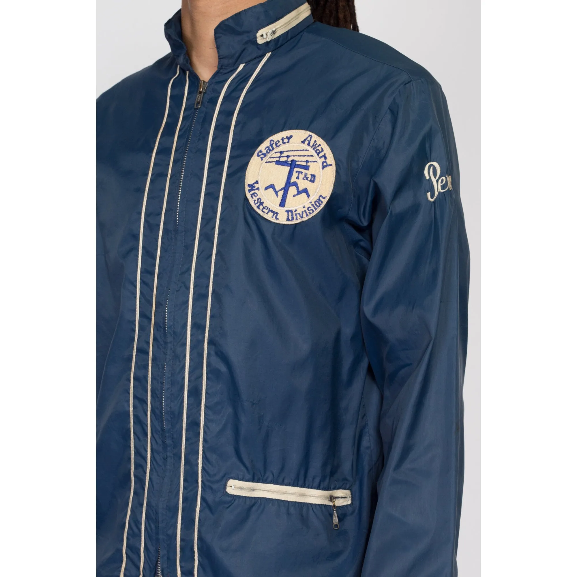 Medium 70s Power Line Safety Award Windbreaker