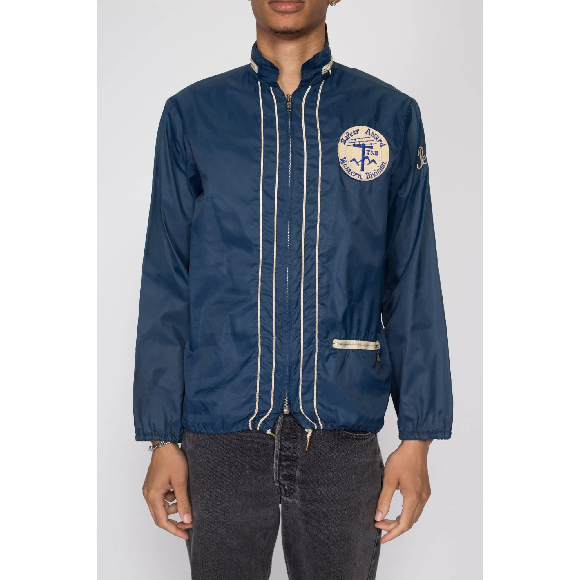 Medium 70s Power Line Safety Award Windbreaker