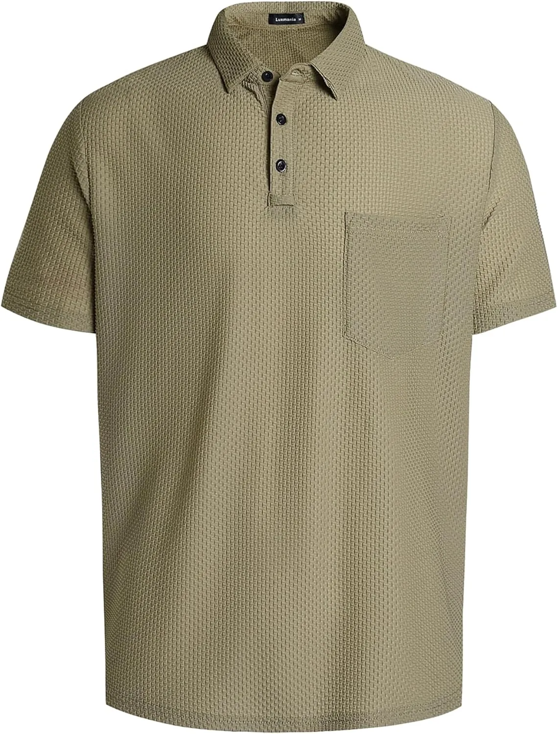 Men's Casual Short Sleeve Bubble Jacquard Polo Shirt Solid Collared T-Shirt Golf Polo Shirts with Pocket