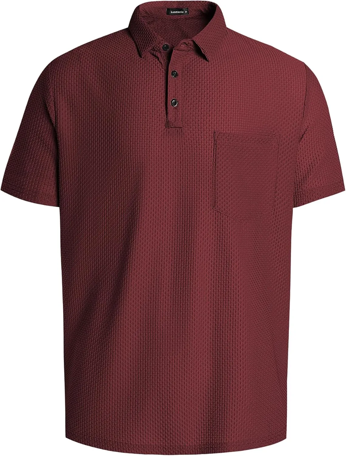 Men's Casual Short Sleeve Bubble Jacquard Polo Shirt Solid Collared T-Shirt Golf Polo Shirts with Pocket