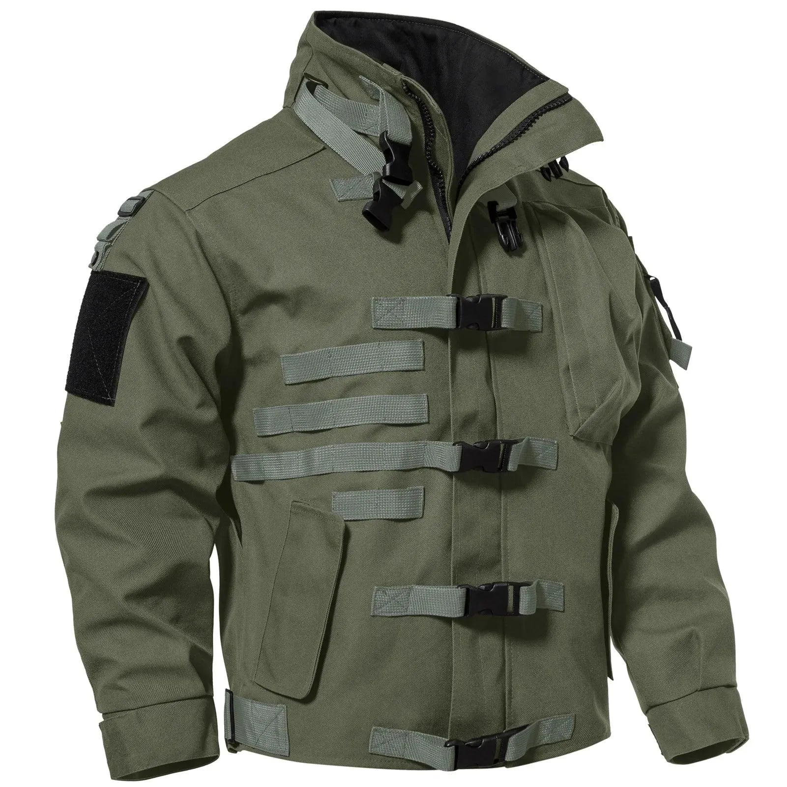 Men's Tactical Cargo Jackets Casual Multi-pocket Wear-resistant Motorcycle Coats