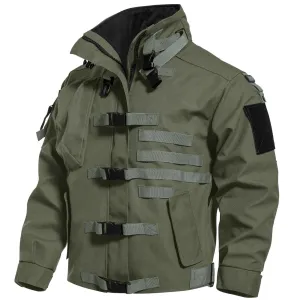 Men's Tactical Cargo Jackets Casual Multi-pocket Wear-resistant Motorcycle Coats