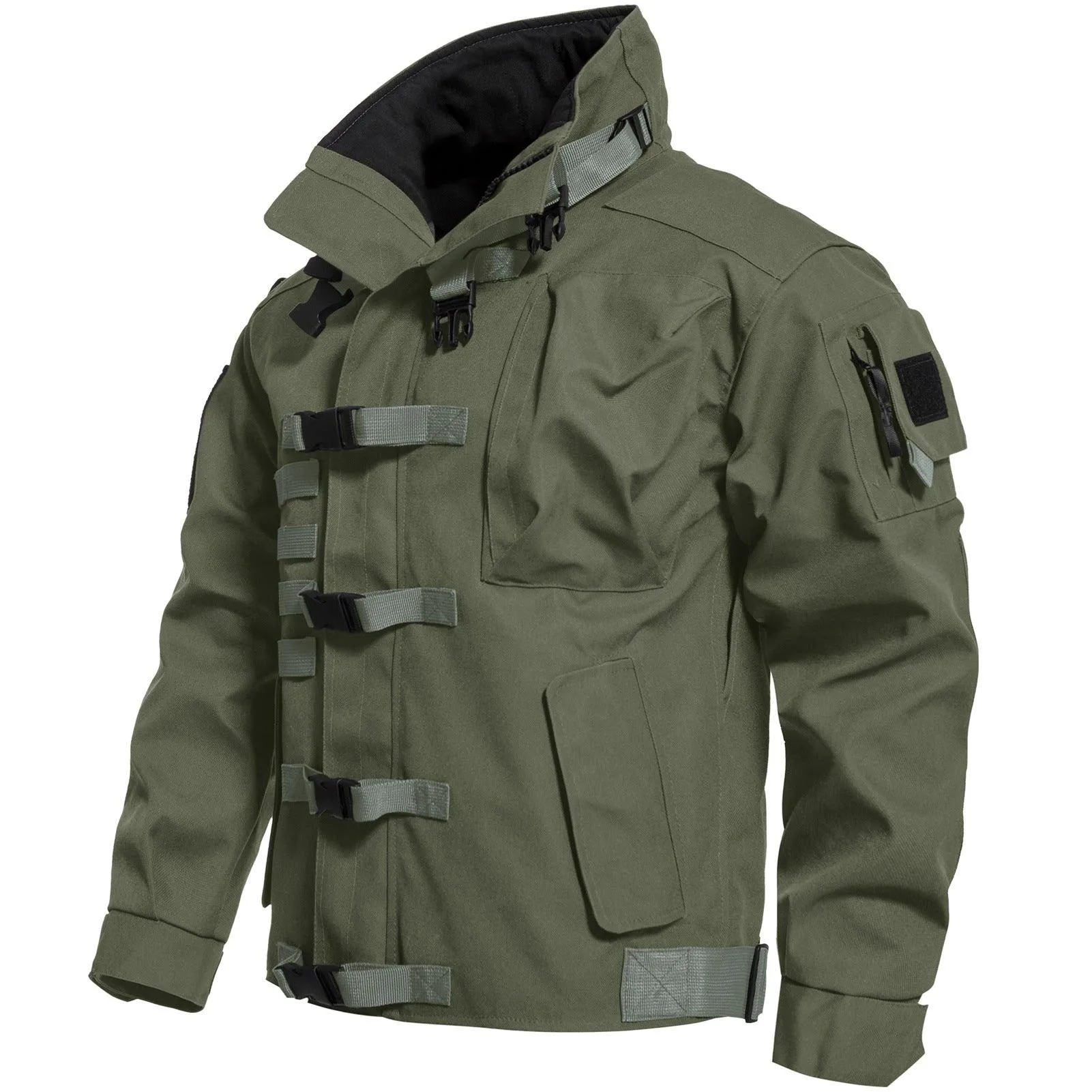 Men's Tactical Cargo Jackets Casual Multi-pocket Wear-resistant Motorcycle Coats