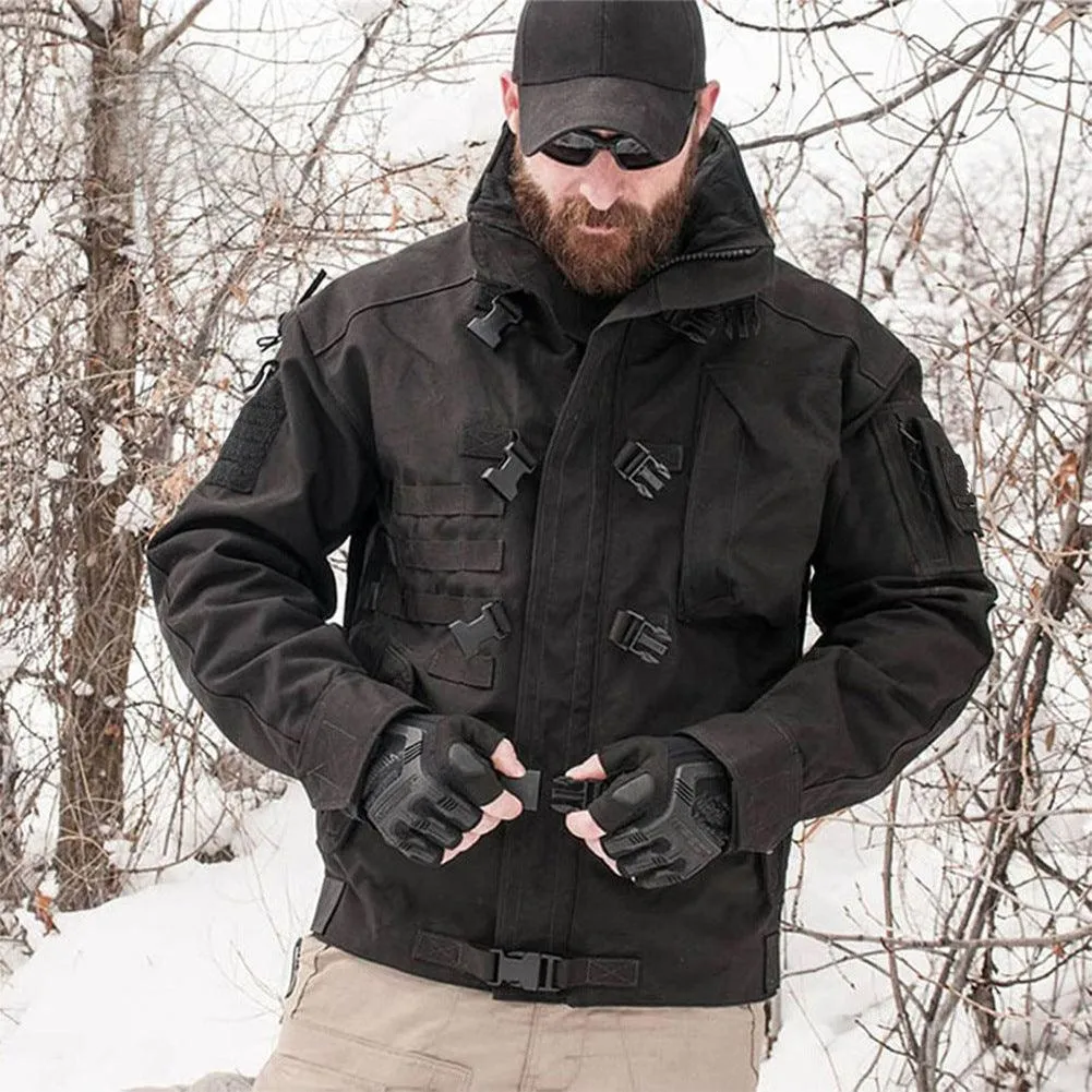 Men's Tactical Cargo Jackets Casual Multi-pocket Wear-resistant Motorcycle Coats