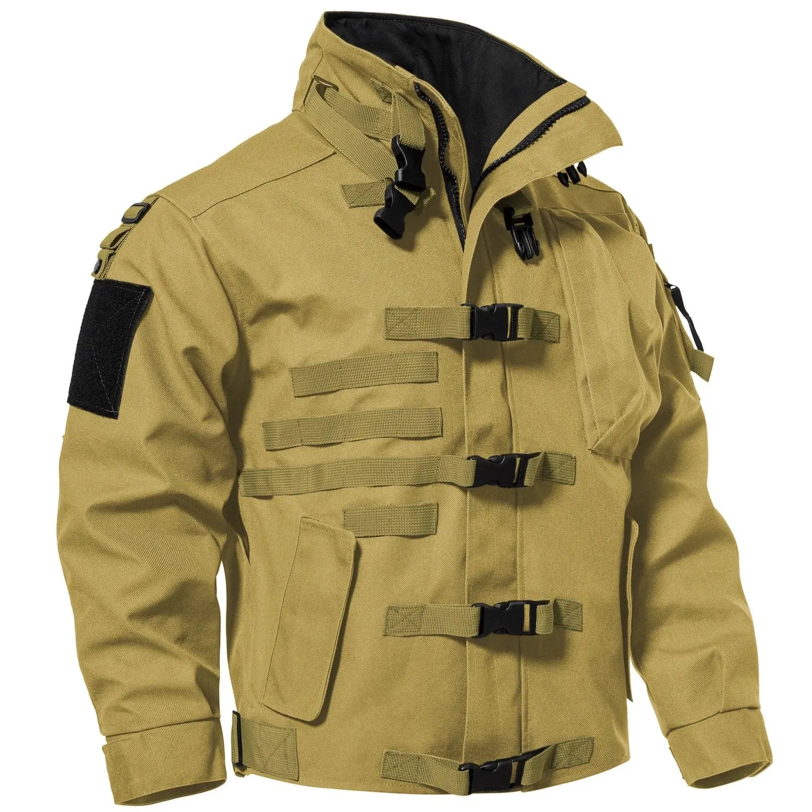 Men's Tactical Cargo Jackets Casual Multi-pocket Wear-resistant Motorcycle Coats