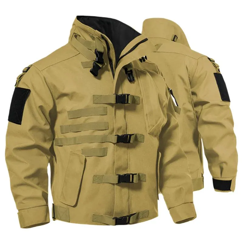 Men's Tactical Cargo Jackets Casual Multi-pocket Wear-resistant Motorcycle Coats