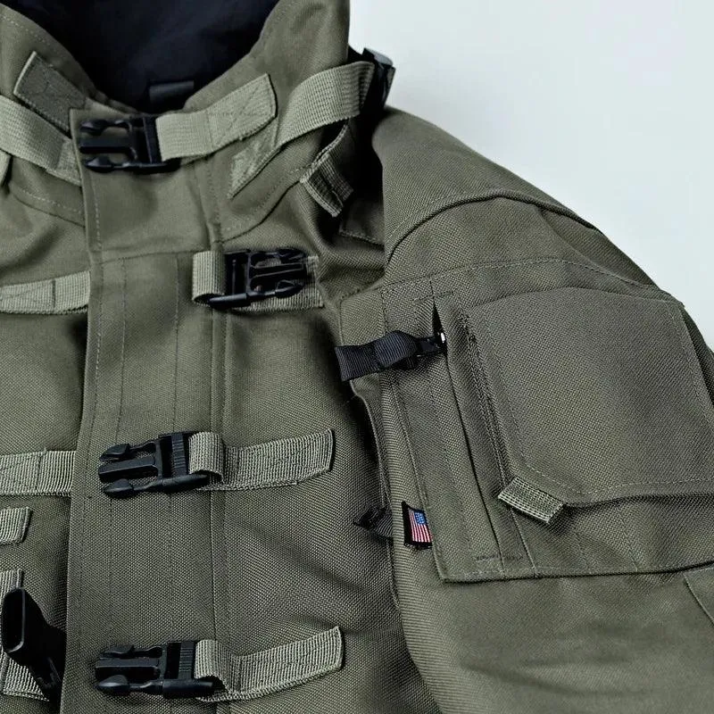 Men's Tactical Cargo Jackets Casual Multi-pocket Wear-resistant Motorcycle Coats