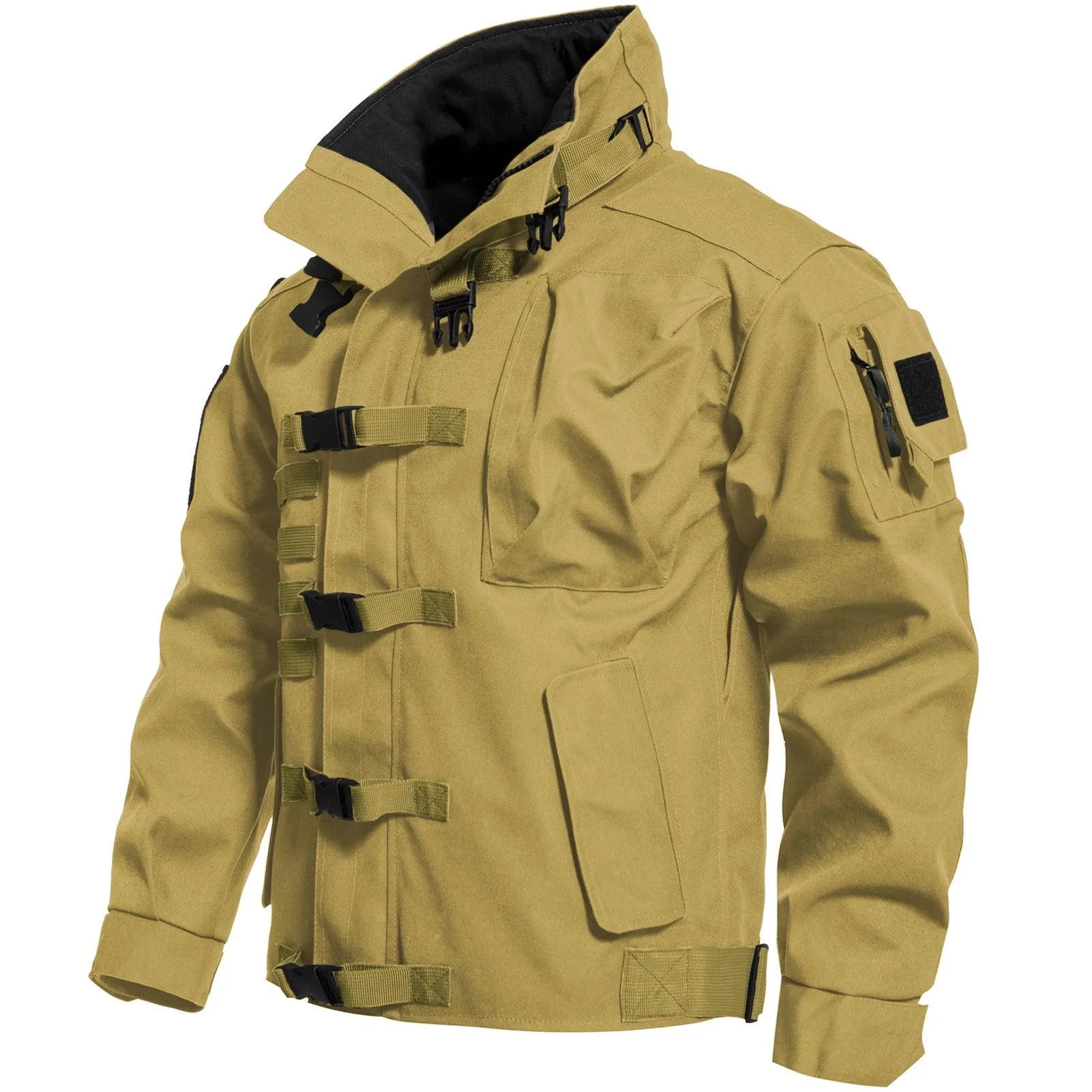 Men's Tactical Cargo Jackets Casual Multi-pocket Wear-resistant Motorcycle Coats