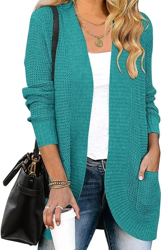 MEROKEETY Womens Long Sleeve Open Front Cardigans Chunky Knit Draped Sweaters Outwear