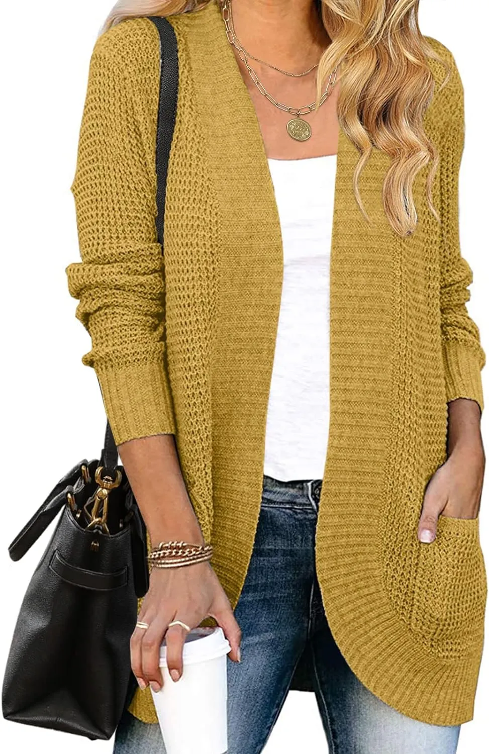 MEROKEETY Womens Long Sleeve Open Front Cardigans Chunky Knit Draped Sweaters Outwear