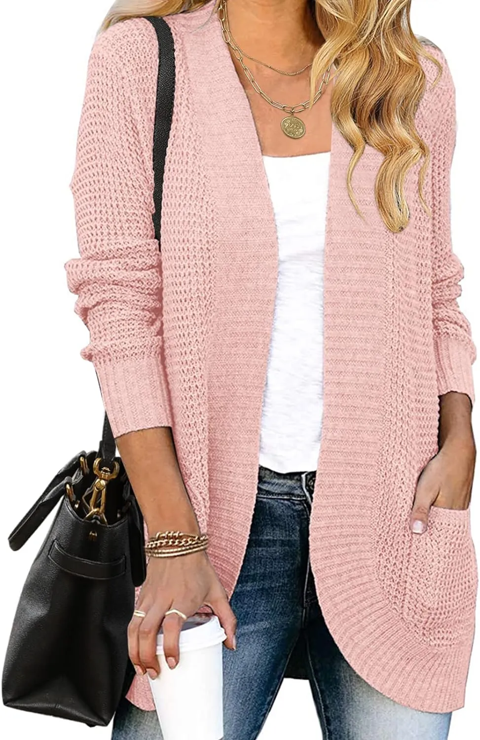 MEROKEETY Womens Long Sleeve Open Front Cardigans Chunky Knit Draped Sweaters Outwear