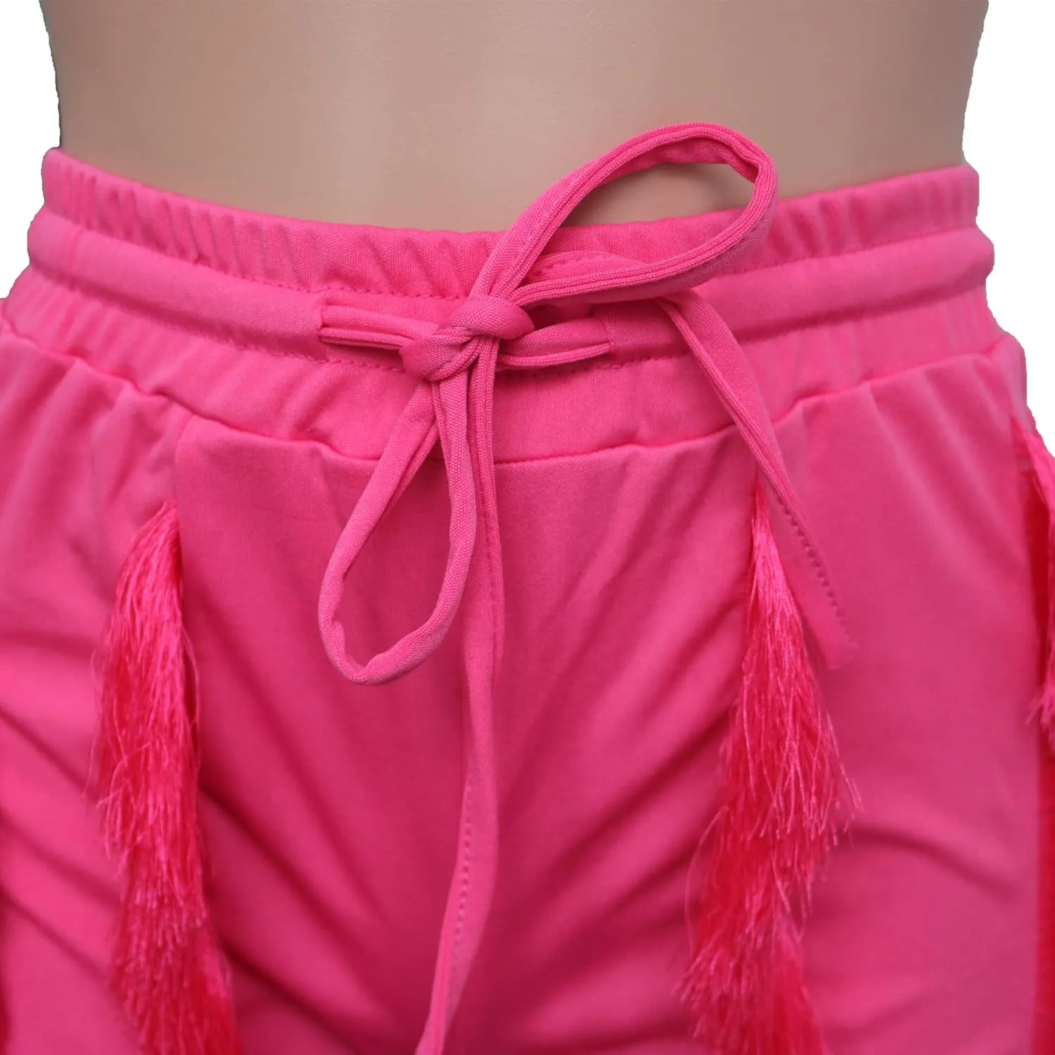 MESLIMA Women's 2 Piece Outfits Sleeveless Bodysuits Jumpsuits with High Waist Drawstring Fringe Shorts Set Tracksuits
