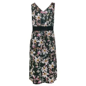 Multi Floral Print Cross-over Front Sleeveless Dress