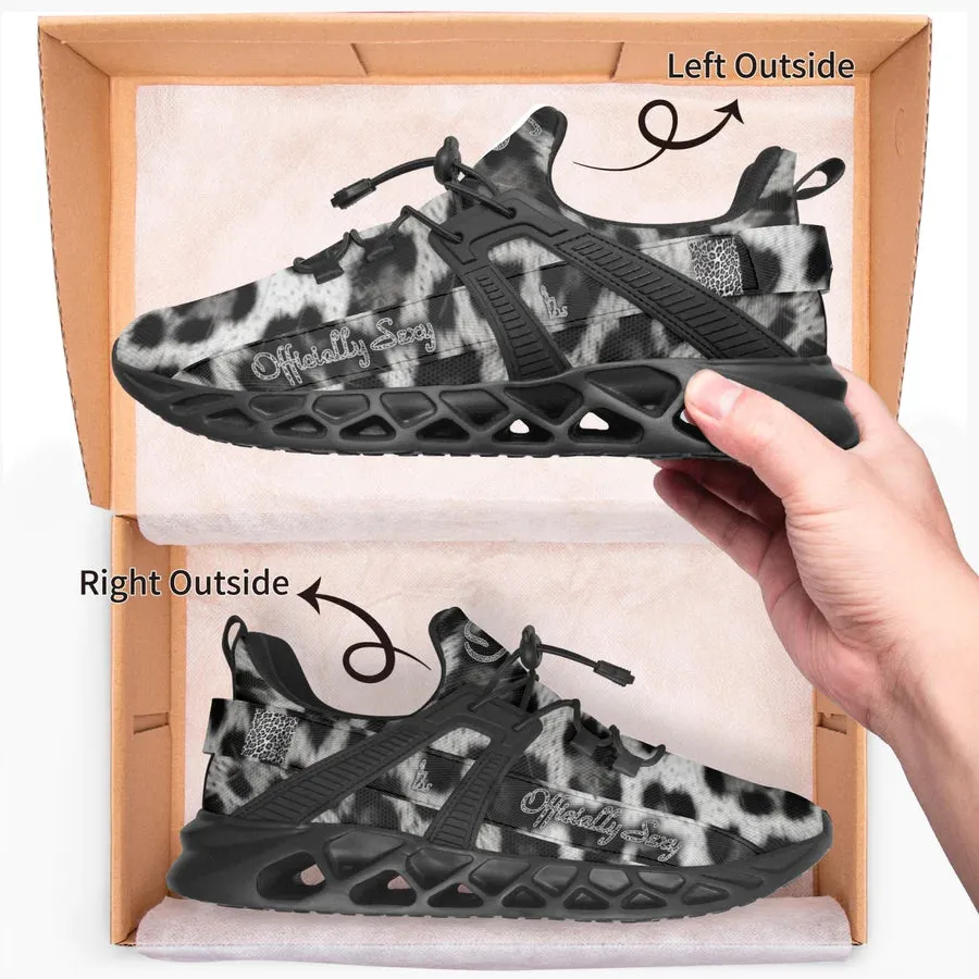 Officially Sexy Snow Leopard Collection Large Print Mesh Running Shoes