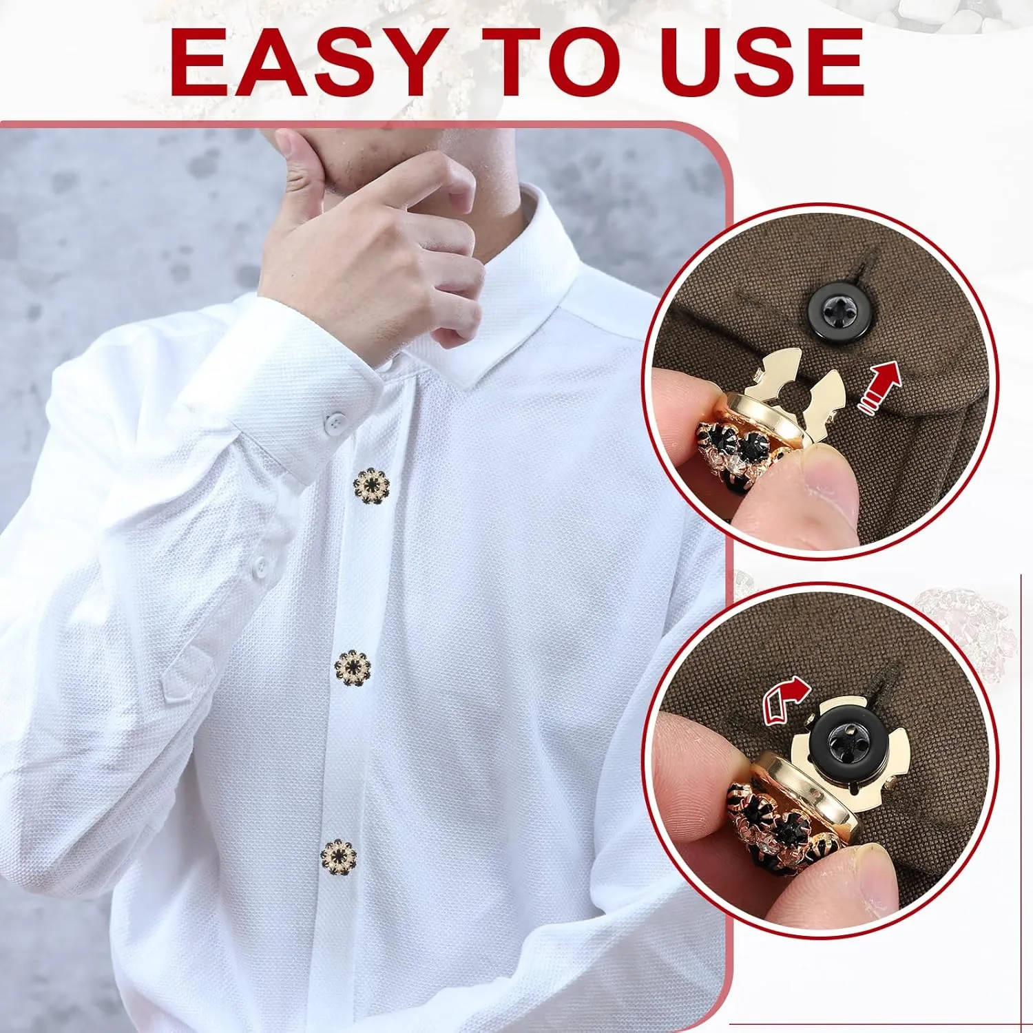 PATIKIL Button Covers for Women, 2 Pcs Rhinestone Button Cover Crystal Cuff Links Cufflinks for Men Shirts Blouses Sleeve Dress Tuxedo Business, Gold