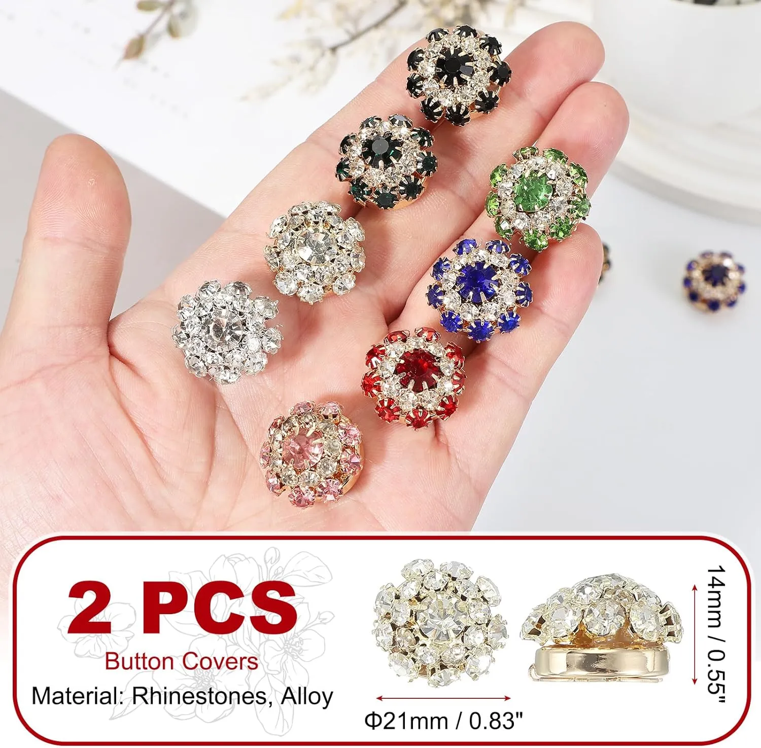 PATIKIL Button Covers for Women, 2 Pcs Rhinestone Button Cover Crystal Cuff Links Cufflinks for Men Shirts Blouses Sleeve Dress Tuxedo Business, Gold
