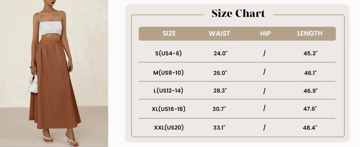 Ruffle High Waisted Casual Long Flowy Maxi Skirts with Pockets
