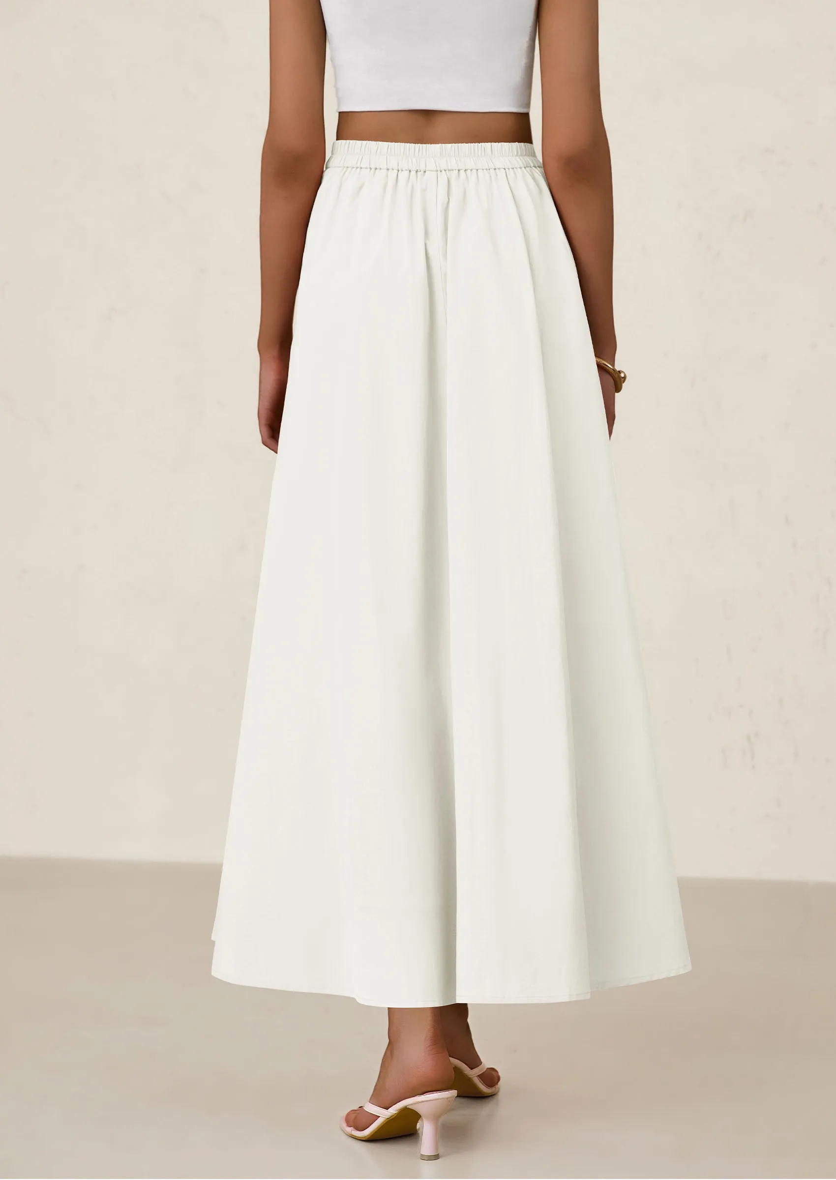 Ruffle High Waisted Casual Long Flowy Maxi Skirts with Pockets