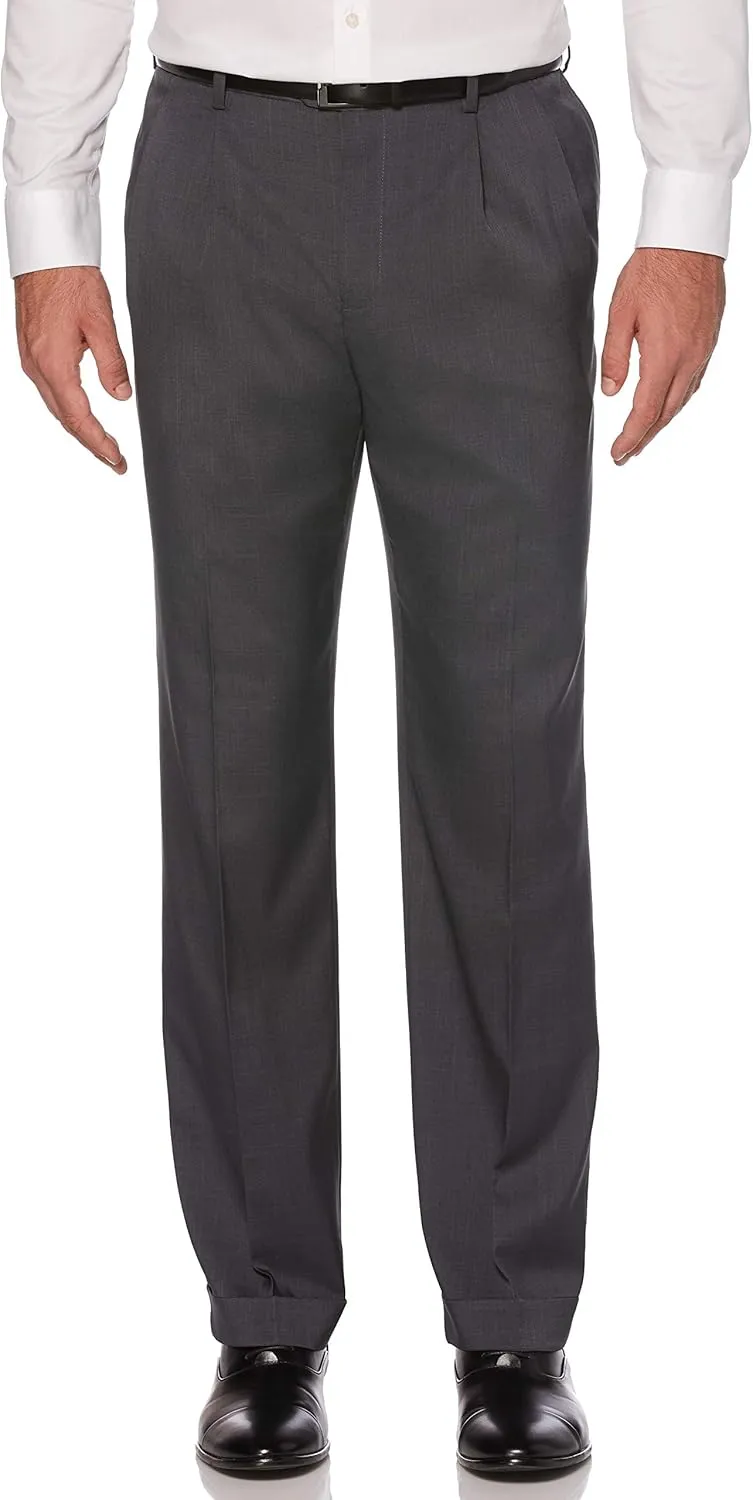 Savane Men's Pleated Stretch Crosshatch Dress Pant