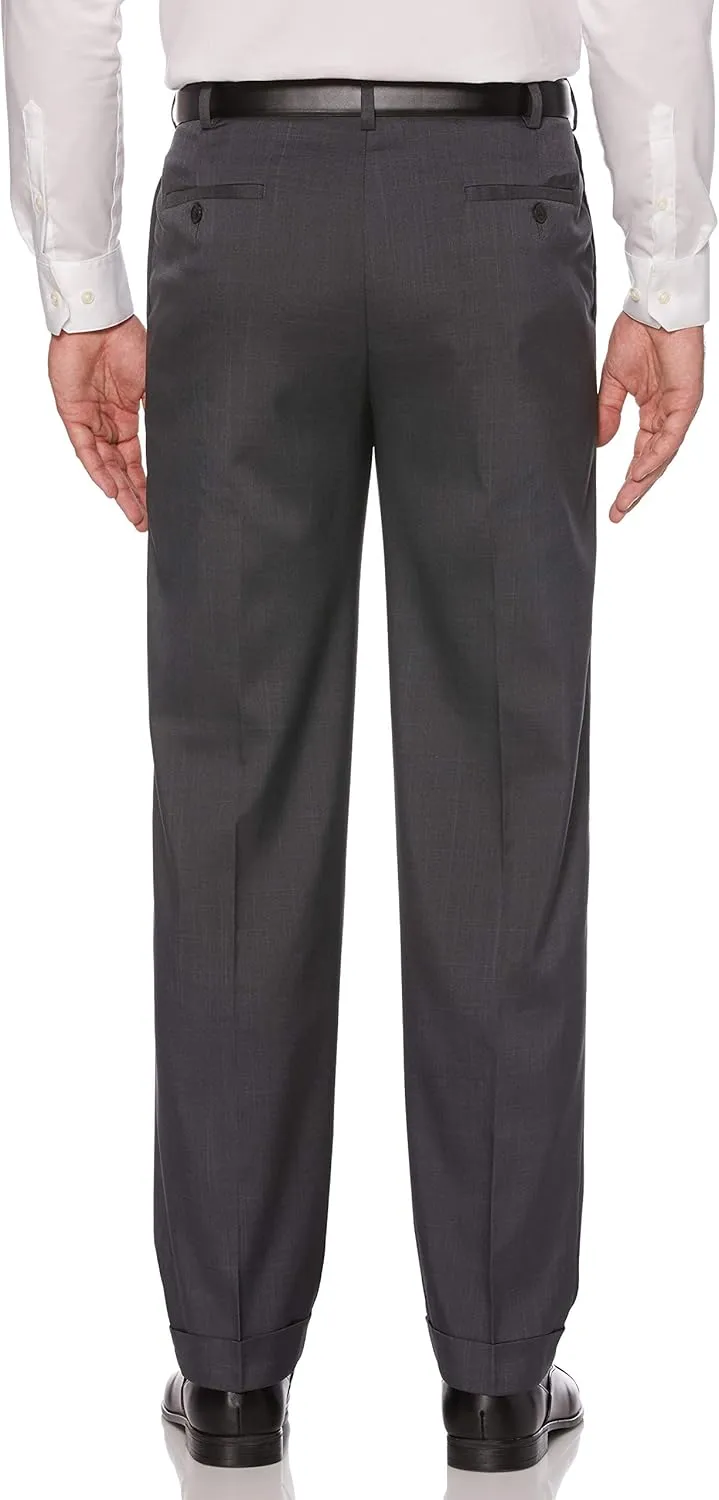 Savane Men's Pleated Stretch Crosshatch Dress Pant