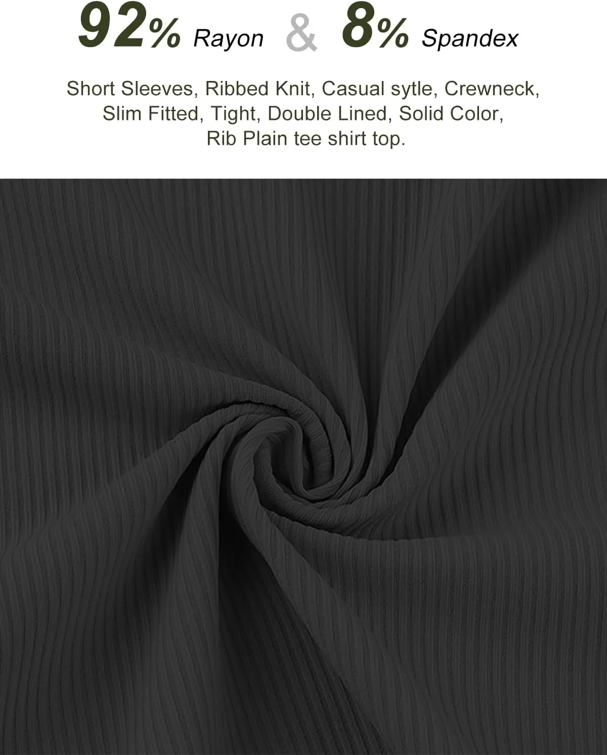 Slim Fit Women Short Sleeve Shirt Crew Neck Fitted Tight Tee Shirt Basic Ribbed Knit Top Going Out Workout Outfits