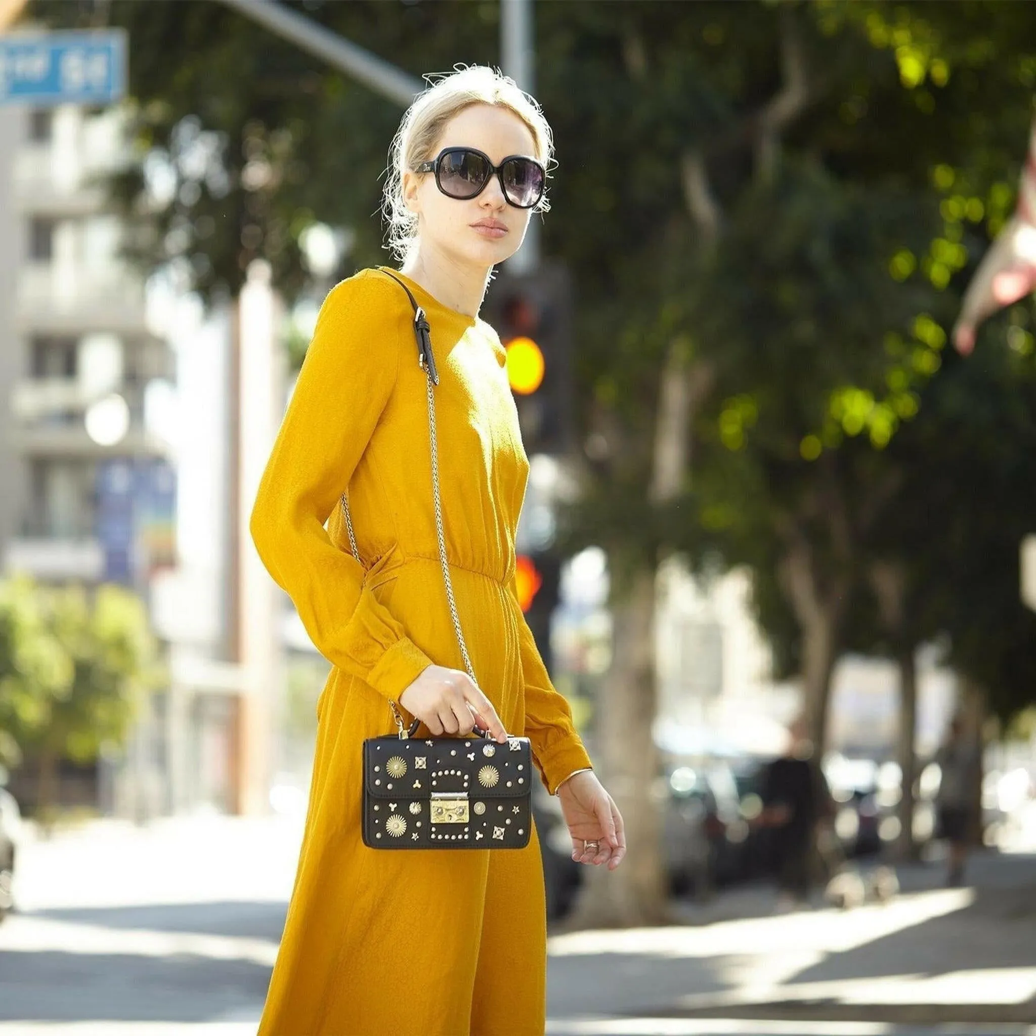 The Hollywood Leather Crossbody in Black