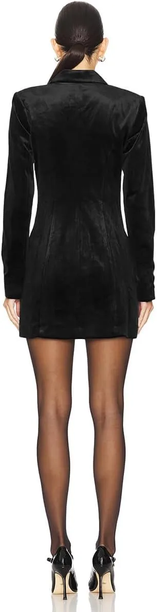 Women's Velvet Blazer Jacket Dress Casual Long Sleeve Notched Lapel Suit Skirt Business Tops Outerwear
